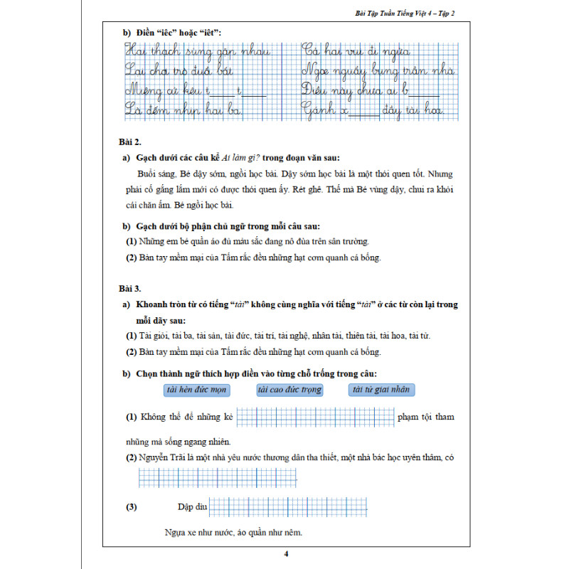 Bài Tập Tuần Tiếng Việt 4- Tập 2