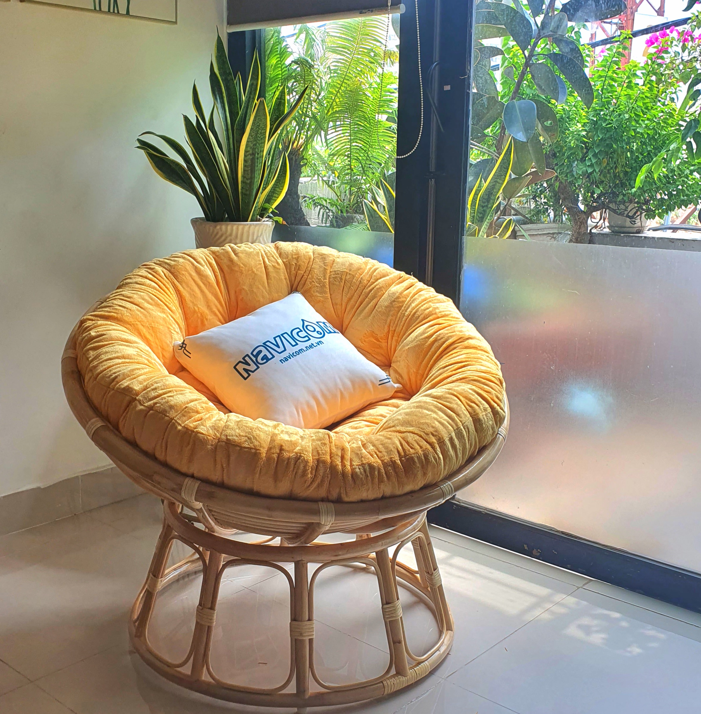 Ghế papasan size 1m ( nệm nhung cao cấp vàng)