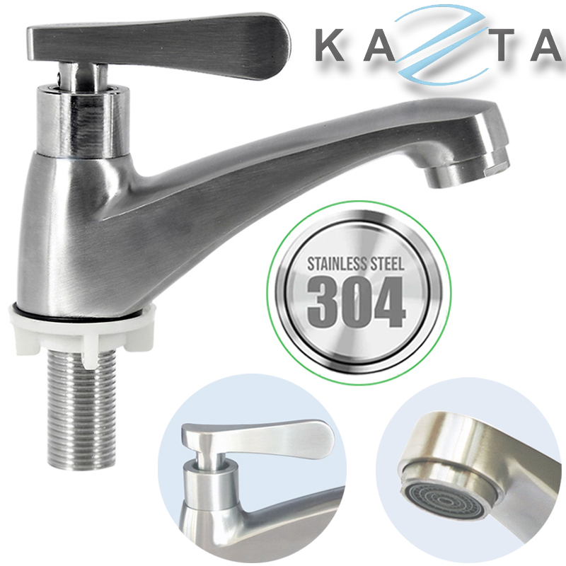 Vòi lavabo lạnh KAZTA KZ-L02X tay xéo inox SUS304