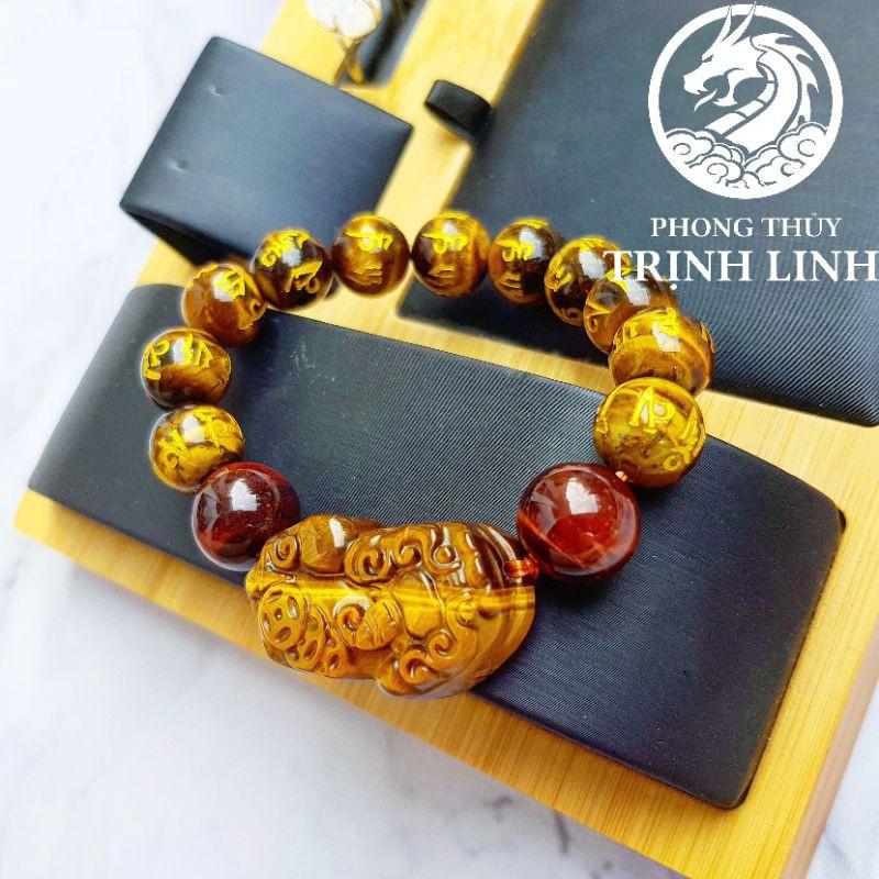 VÒNG TỲ HƯU NÂU ĐỎ VÀ VÀNG KHẮC CHÚ SIZE 12LY