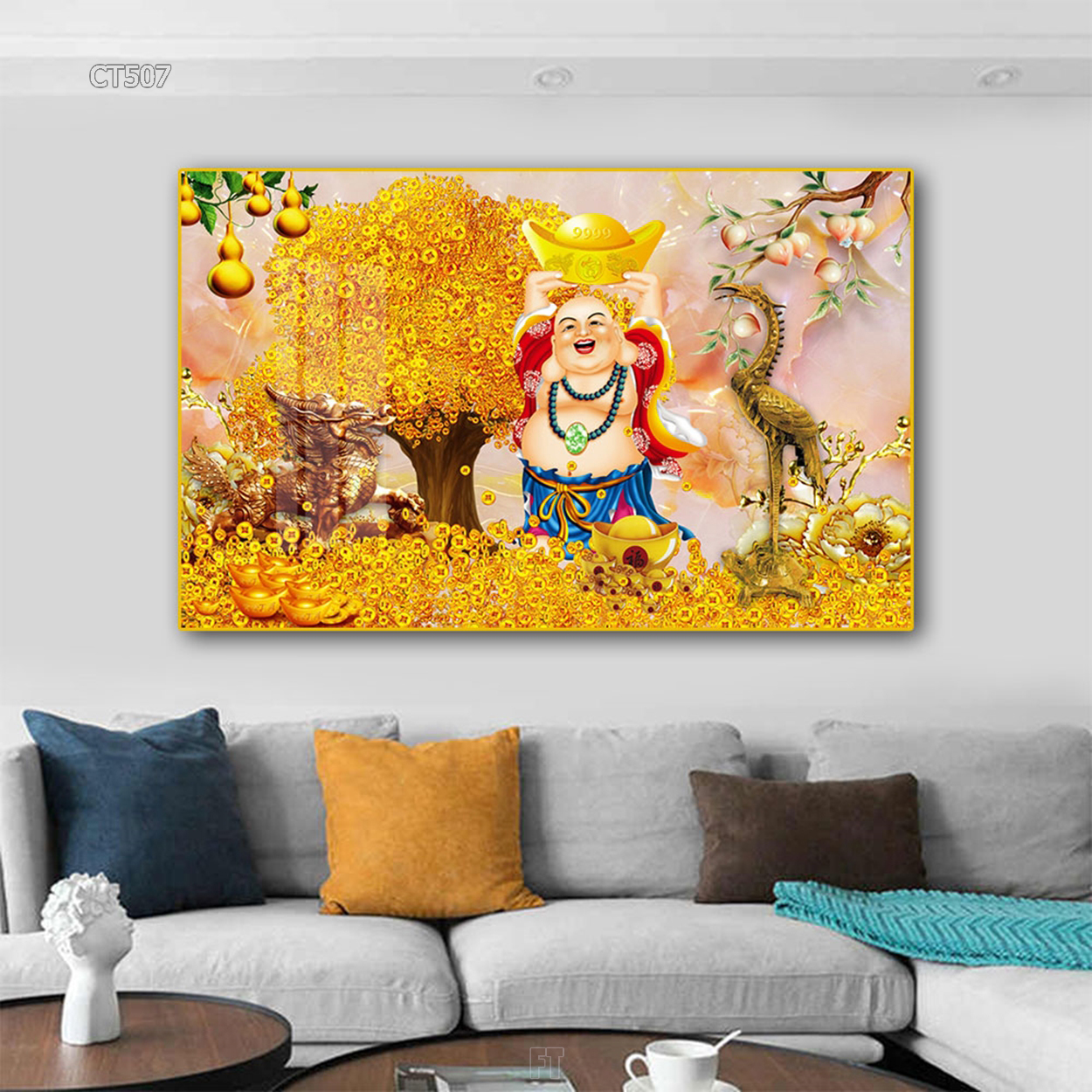 Tranh Canvas Cây Tiền Tài Lộc Cho Gia Chủ - Tranh Đơn Phong Thủy Tài Lộc