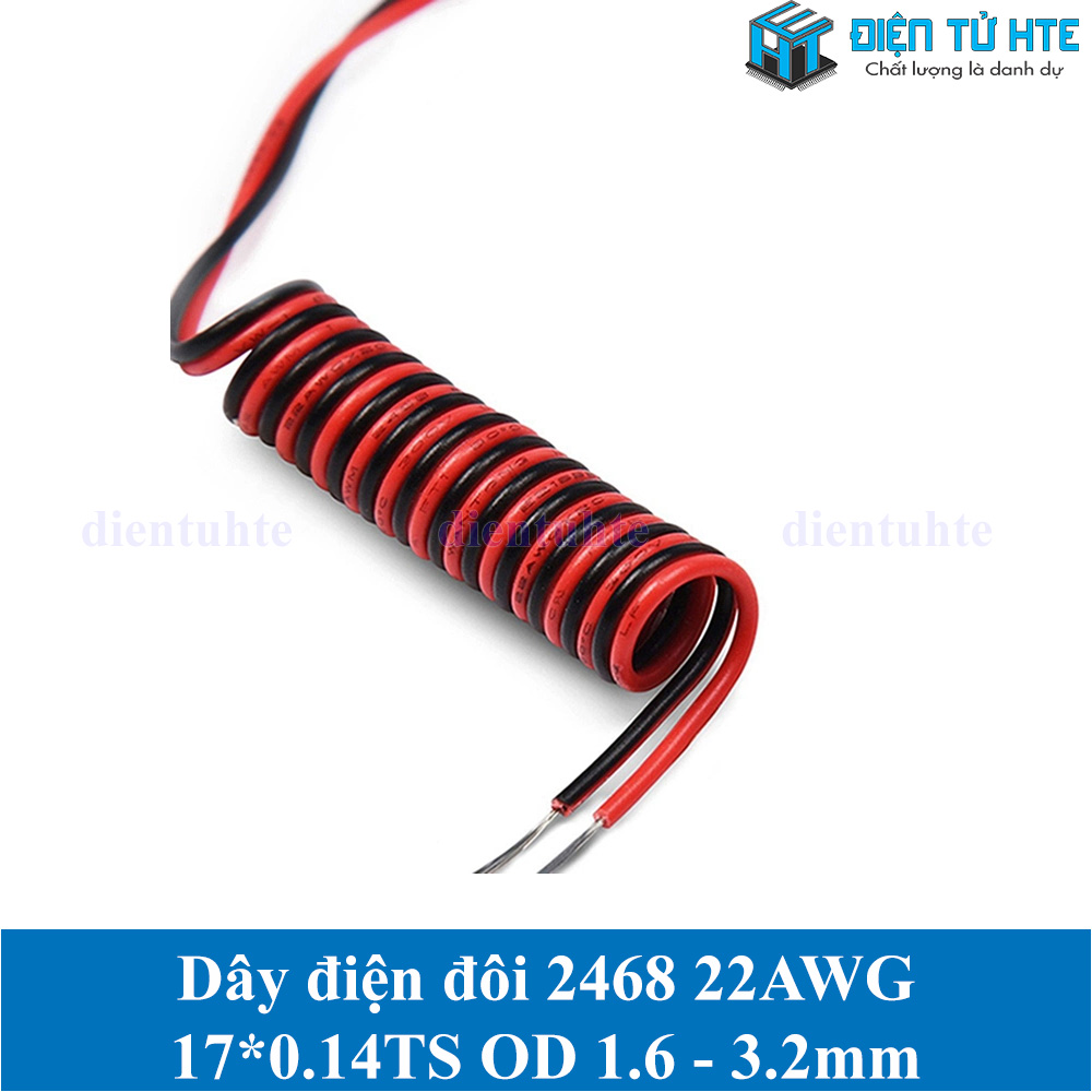 Combo 5 mét Dây điện đôi Đen đỏ 2468 22AWG 17*0.14TS OD 1.6 - 3.2mm