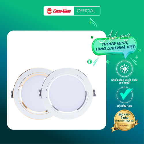 Đèn led âm trần đổi màu 9W Rạng Đông - Viền vàng mã D AT10L DM 110/9w