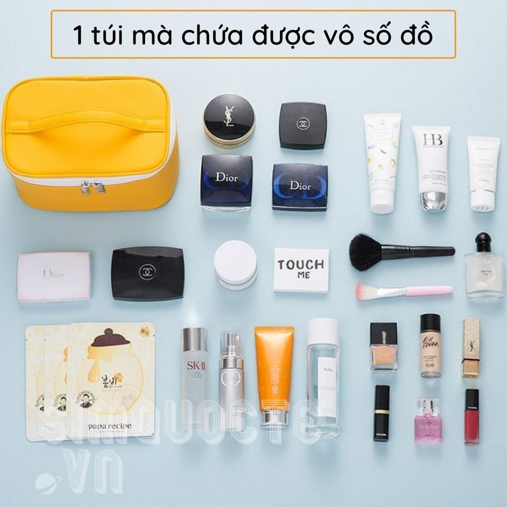 Túi đựng mỹ phẩm đồ trang điểm hình hộp chất liệu da sang trọng chống thấm nước