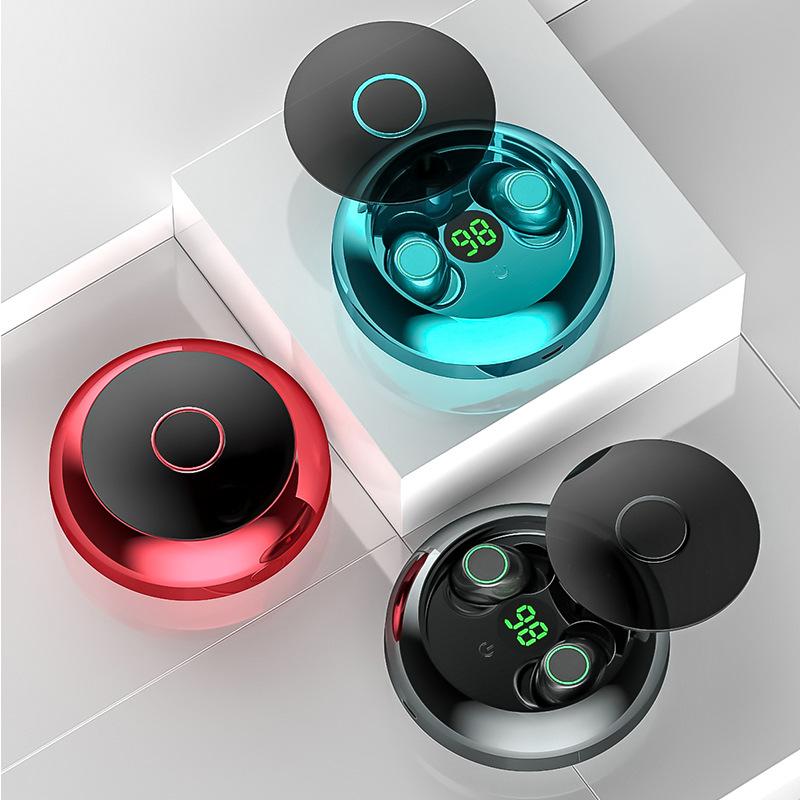 TWS Tai Nghe Nhét Tai Không Dây Bluetooth 5.0 Tai Nghe Tai Nghe Nhét Tai Thể Thao Tai Nghe Chống Thấm Nước Hình Tròn Box Sạc Cho Tất Cả Các Điện Thoại Thông Minh
