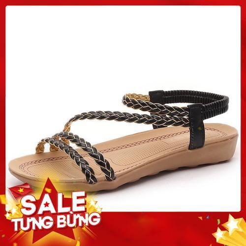 Dép SANDAL NỮ SỢI TẾT 2 DÂY NGANG GÓT THUN CO DÃN mã -002