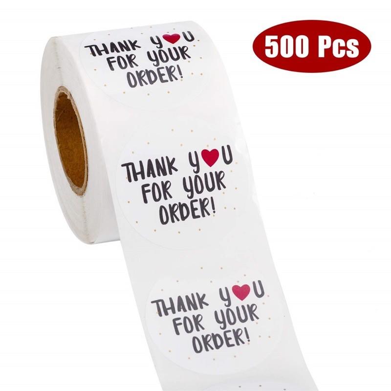 Cuộn 500 Tem Dán Sticker Thank You Tròn Các Shop Sử Dụng Để Gói Hàng Thêm Phần Trọn Vẹn