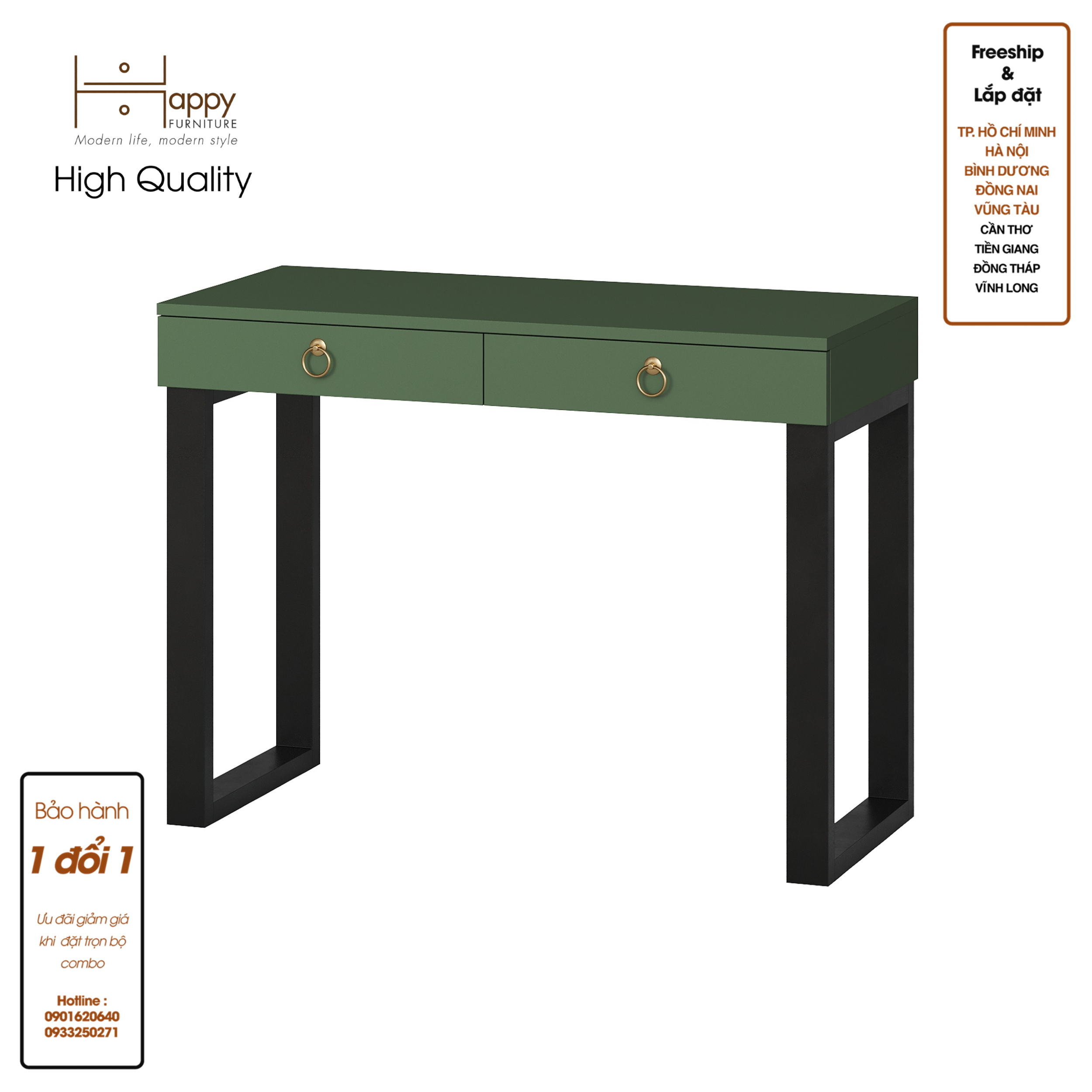 [Happy Home Furniture] WESLEY, Bàn trang điểm chân sắt - 2 ngăn kéo,  100cm x 45cm x 75cm ( DxRxC), BAN_011