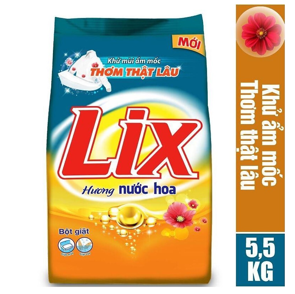 Bột giặt Lix đậm đặc hương nước hoa 5.5Kg PD575 - Khử mùi ẩm mốc