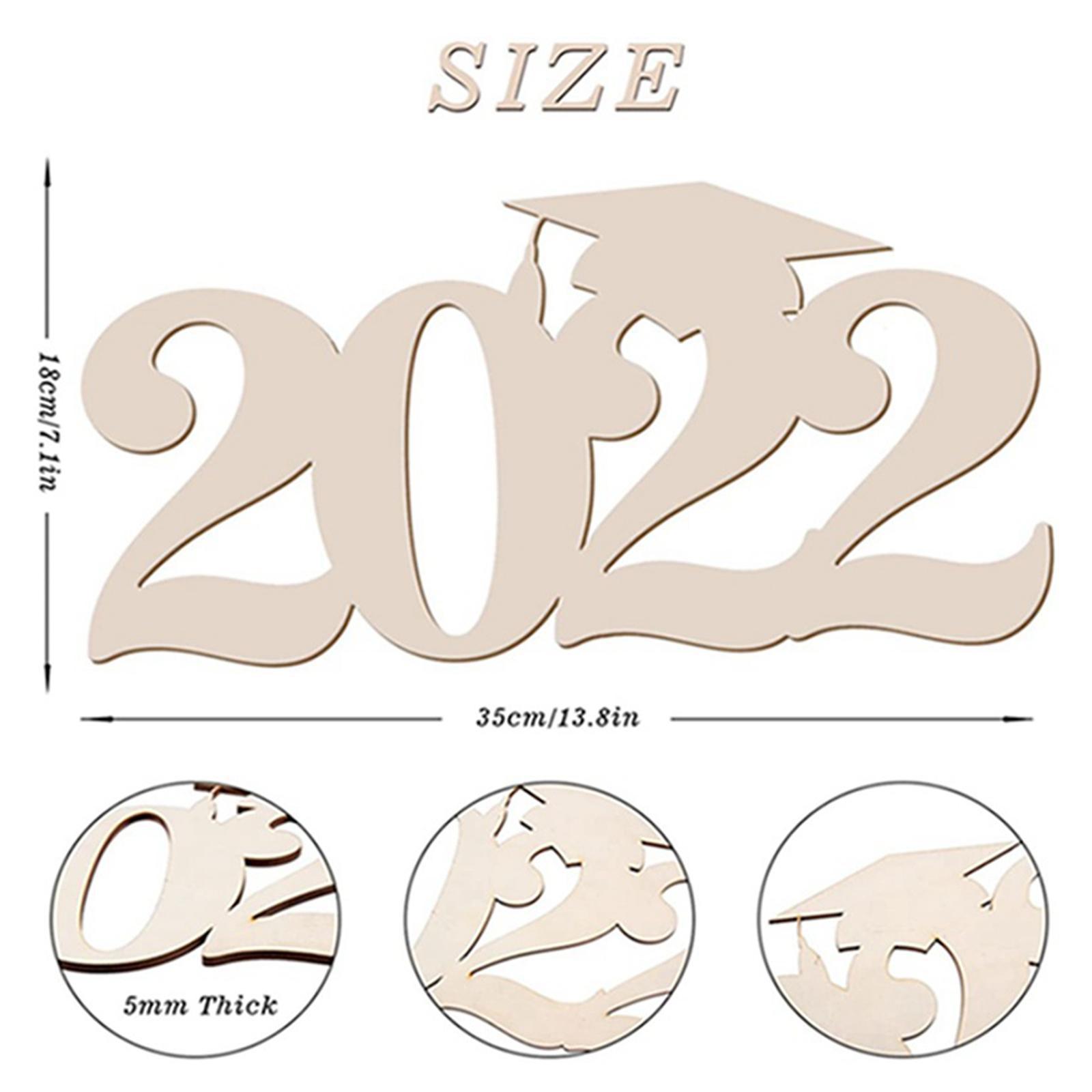2022 Graduation Wooden Sign Smooth Number Ornaments for Decoration Home Door