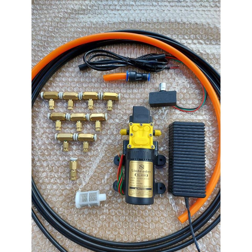 Bộ phun sương tưới lan tự động Bơm đơn SInleader kèm ngồn 10 béc đồng 15M dây phun sương 1M dây hút lọc rác kèm chiếc áp