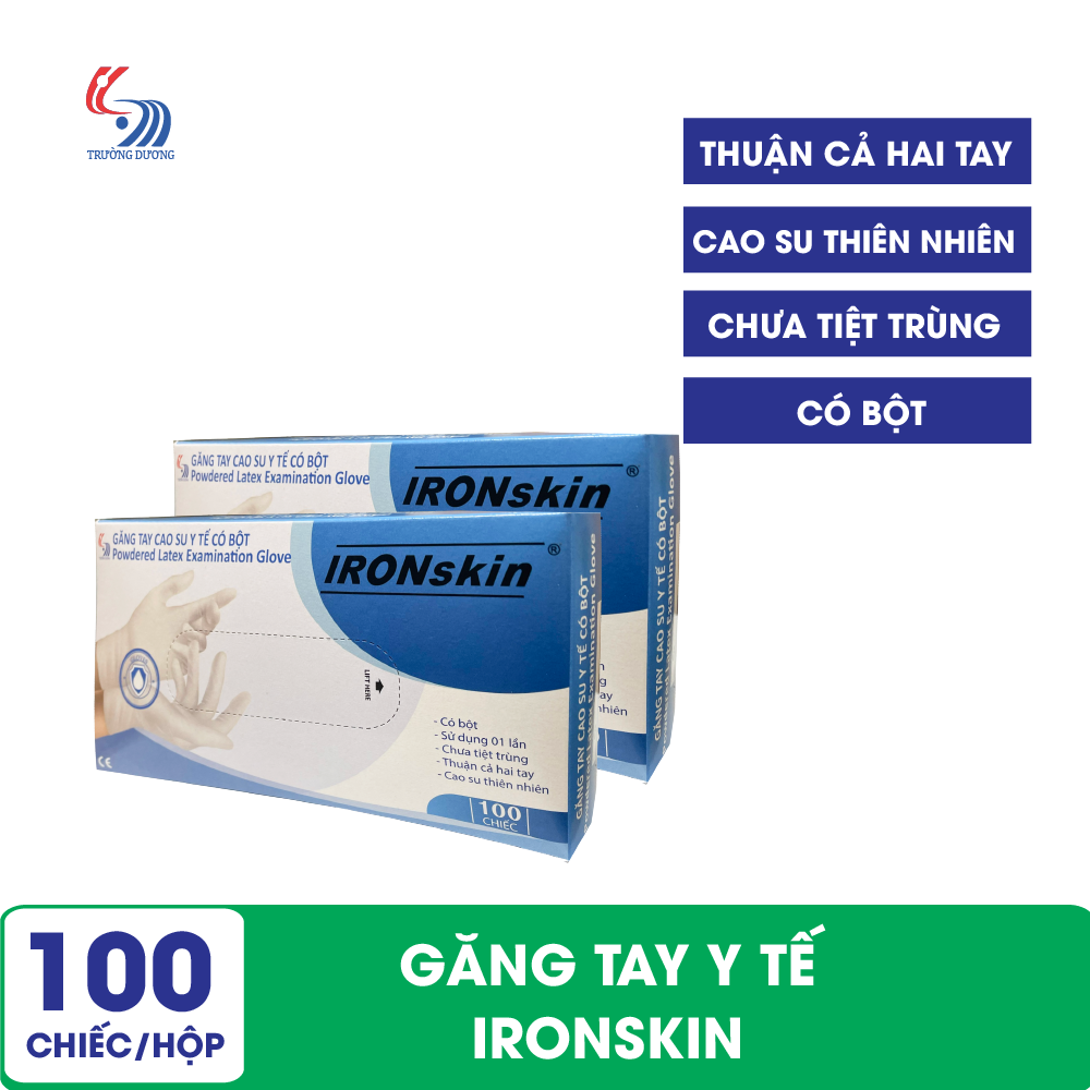 Găng tay cao su y tế có bột IRONskin - Hộp 100 chiếc