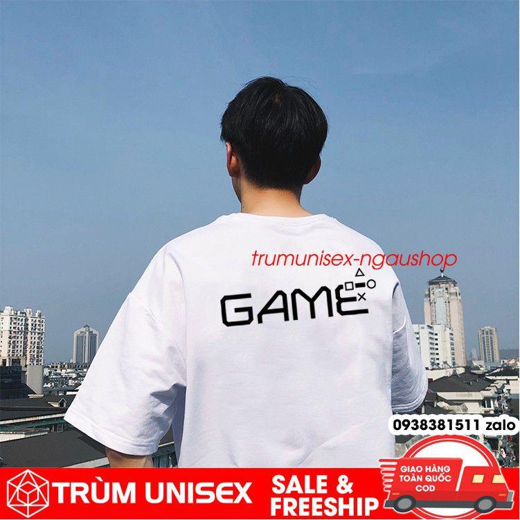 Áo thun unisex áo phông nam rộng GAME kèm áo thật vải cotton đen trắng Trùm Unisex Phillipstore