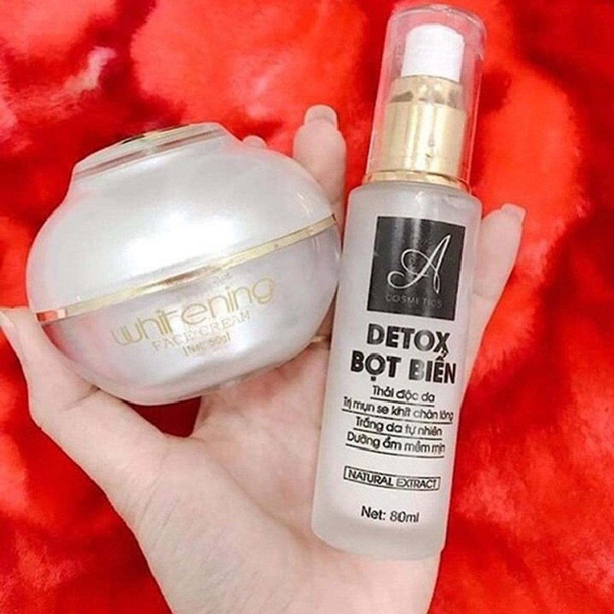 Combo Kem Face Pháp + Detox Bọt Biển Acosmetics Kem dưỡng trắng da mặt - Giúp ngăn ngừa mụn, thâm nám tàn nhang,Hiệu quả chỉ sau 1 tuần