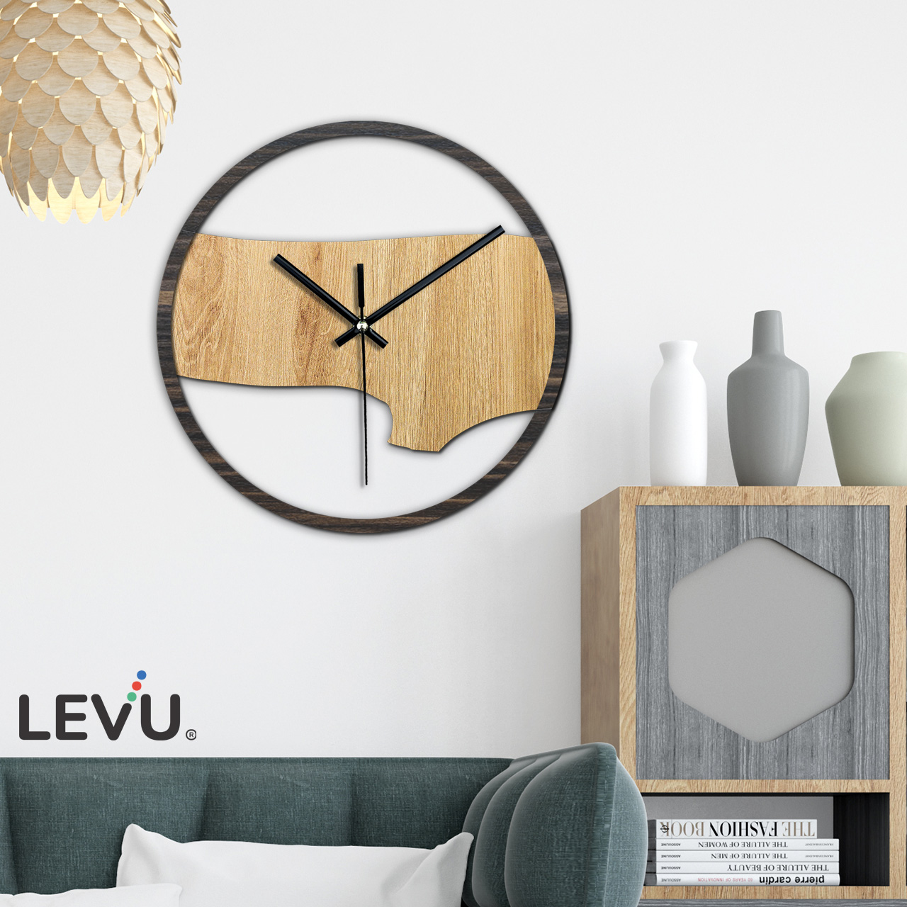 Đồng Hồ Treo Tường giá rẻ LEVU DH18 mặt Gỗ sang trọng