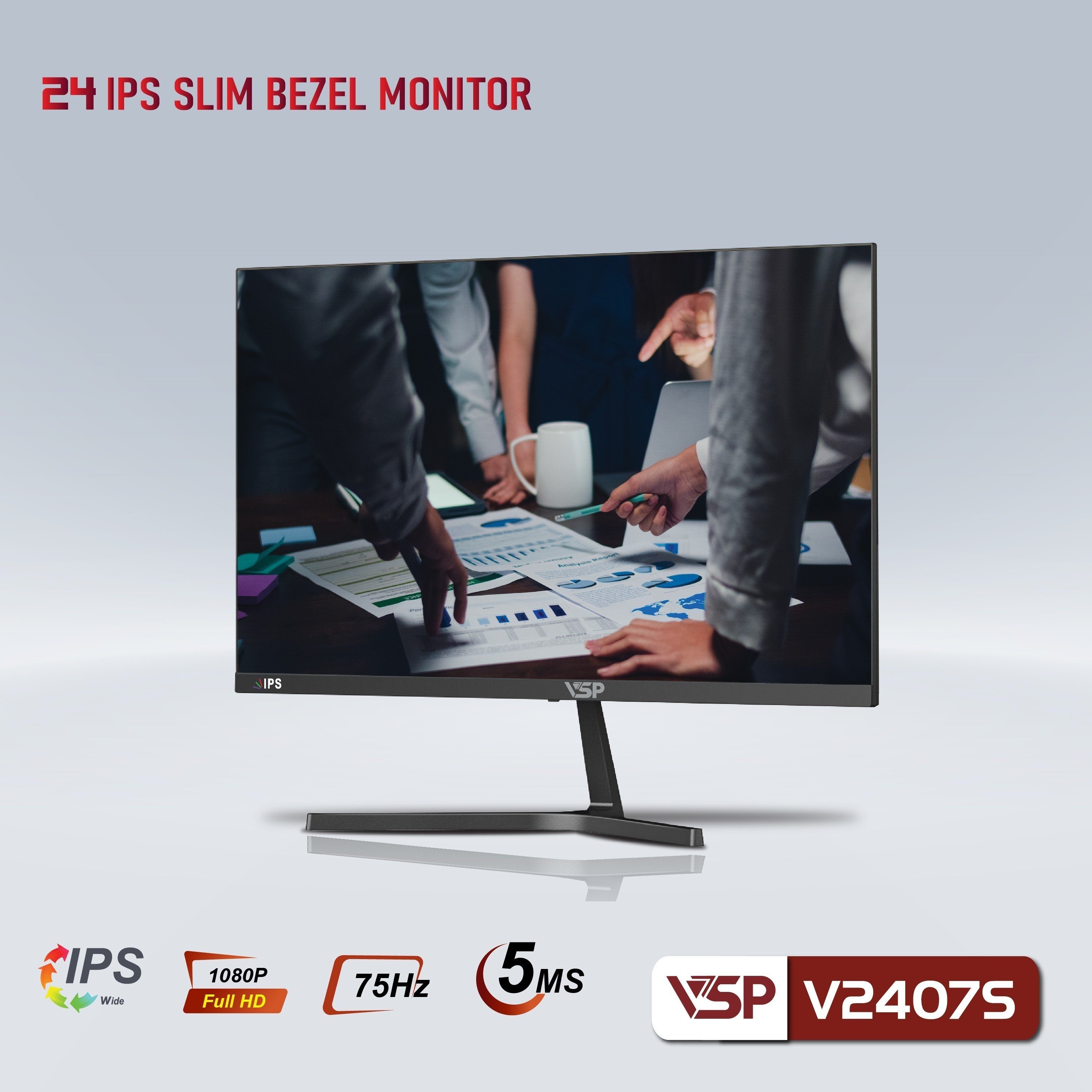 MÀN HÌNH PHẲNG LED VSP TRÀN VIỀN V2407S 24inch IPS (HDMI, VGA) - JL - HÀNG CHÍNH HÃNG