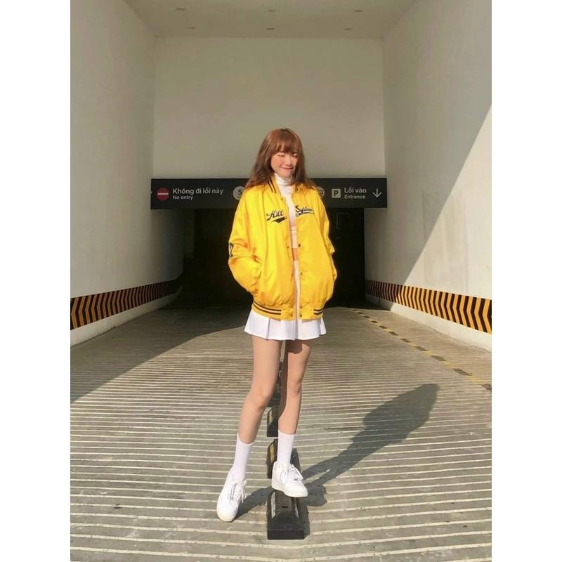 Áo Bomber Jacket In Bóng Chày Dù 2 Lớp Kill.System Mar.Cus Unisex Nam Nữ Freesize