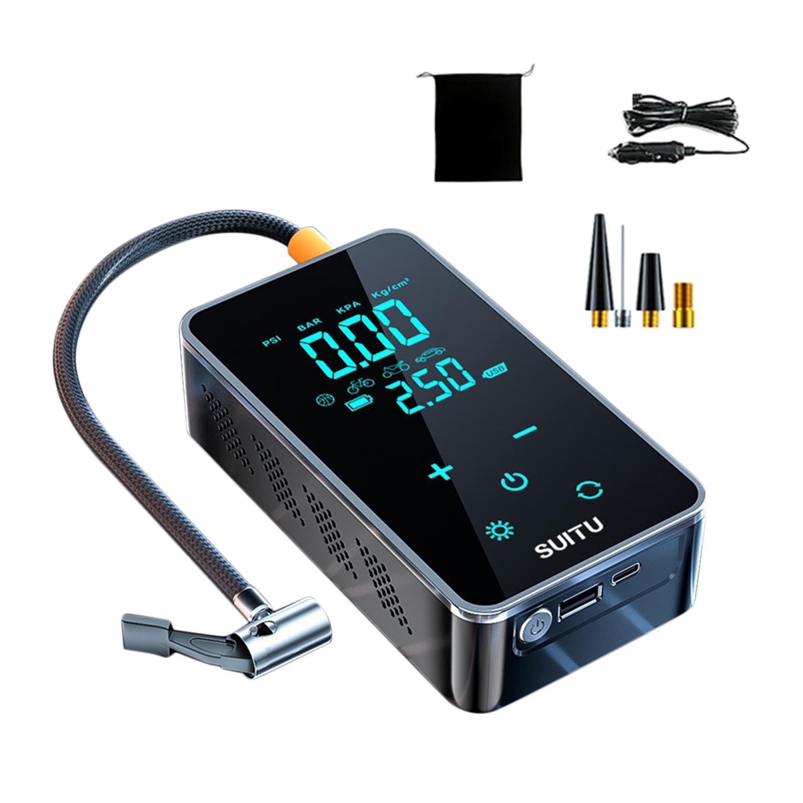 Tire Pump Tire Inflator 5V1A Multifunctional Charging Stop Rechargeable Mini Car with Cable Tire Inflatable Pump Touch Screen