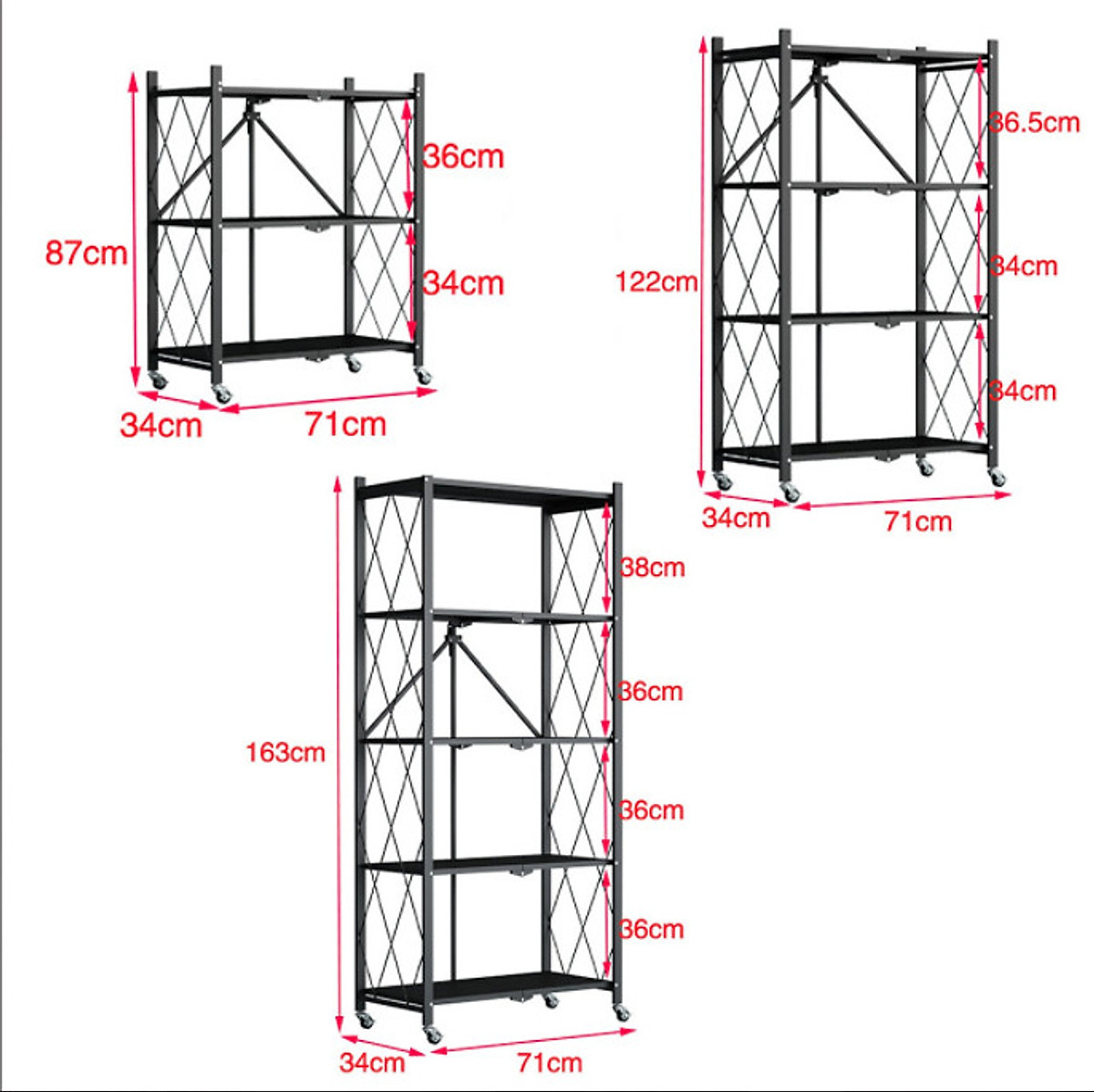 Kệ Để Đồ Đa Năng Kệ Gấp Gọn 3/4/5 tầng cho nhà bếp, phòng ăn, phòng tắm