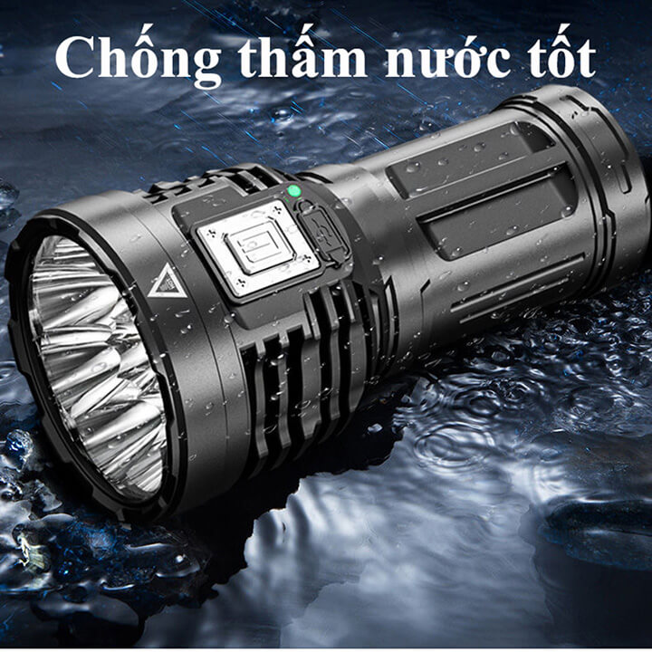 Đèn Pin Cầm Tay Mini Siêu Sáng Chiếu Xa 500m, 4 Chế Độ, Chống Thấm Nước, 8 Bóng Đèn LED Có COB Đèn Cạnh