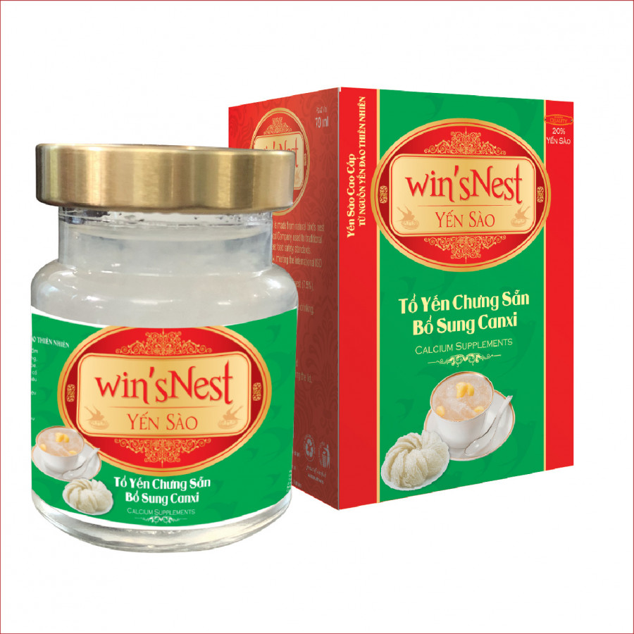 THÙNG 72 LỌ YẾN SÀO WIN'SNEST TỔ YẾN CHƯNG SẴN BỔ SUNG CANXI 20% (70ML/LỌ)