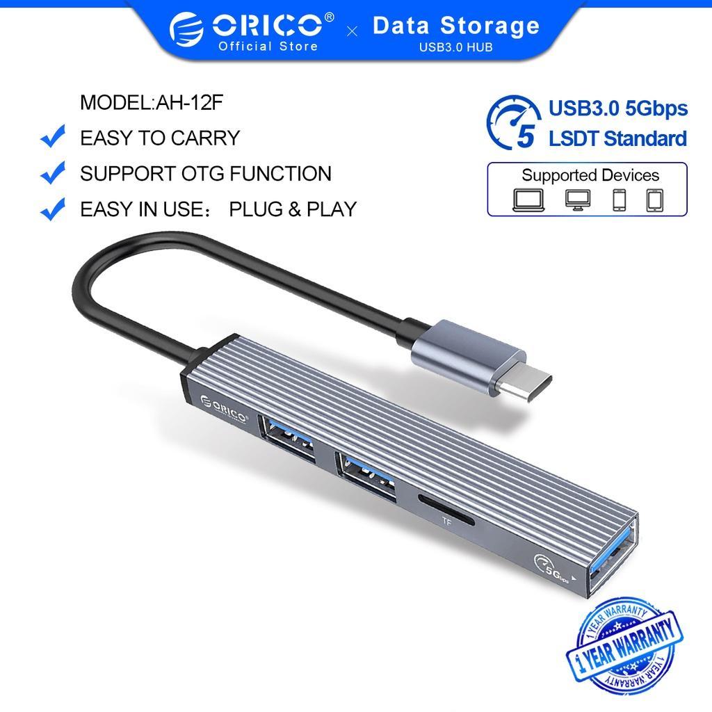 Bộ chia 4 cổng USB 3.0 2.0 ORICO hỗ trợ đọc thẻ nhớ AH-12F tiện dụng