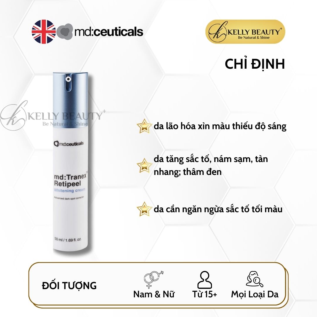 Kem Dưỡng Trắng Mờ Nám Sạm md:Tranex Retipeel Whitening Cream - MD:Ceuticals | Kelly Beauty