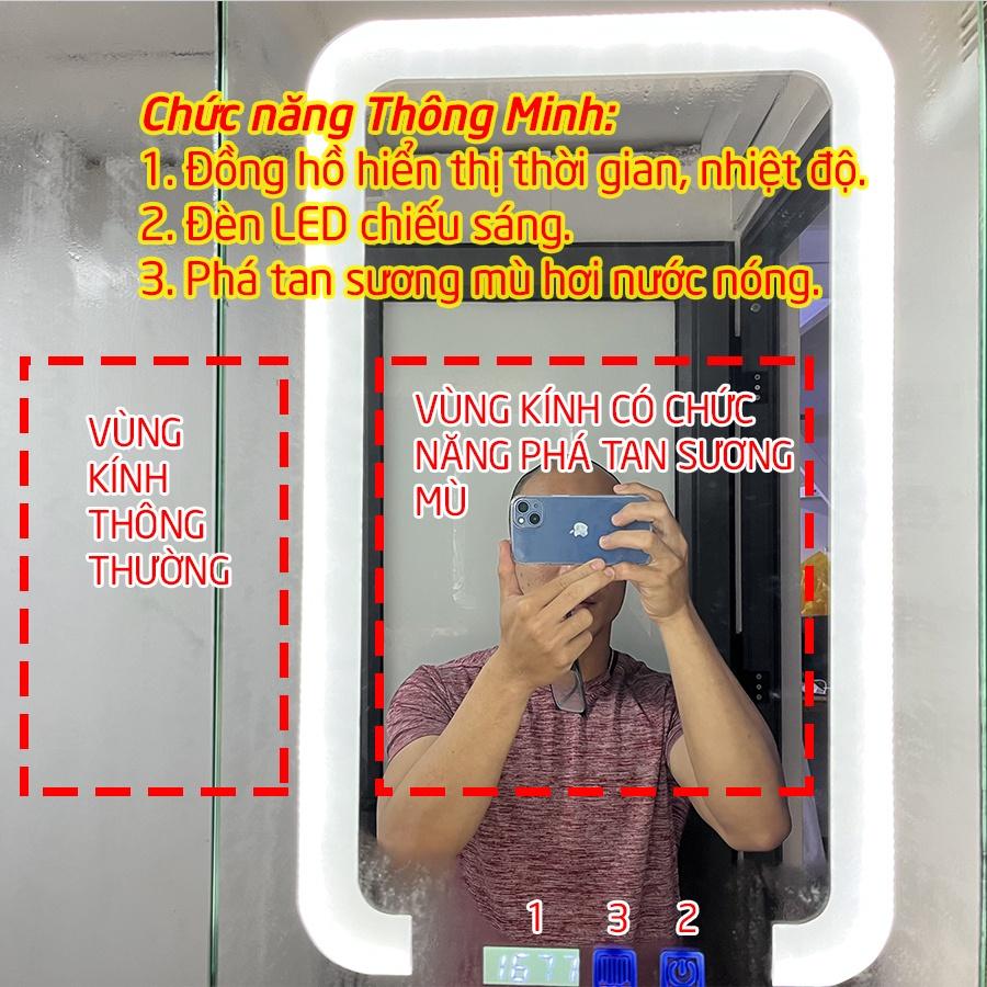 Tủ gương phòng tắm thông minh nhựa PVC cao cấp - đèn led và cảm biến nhiệt hiện đại KT SMF80L