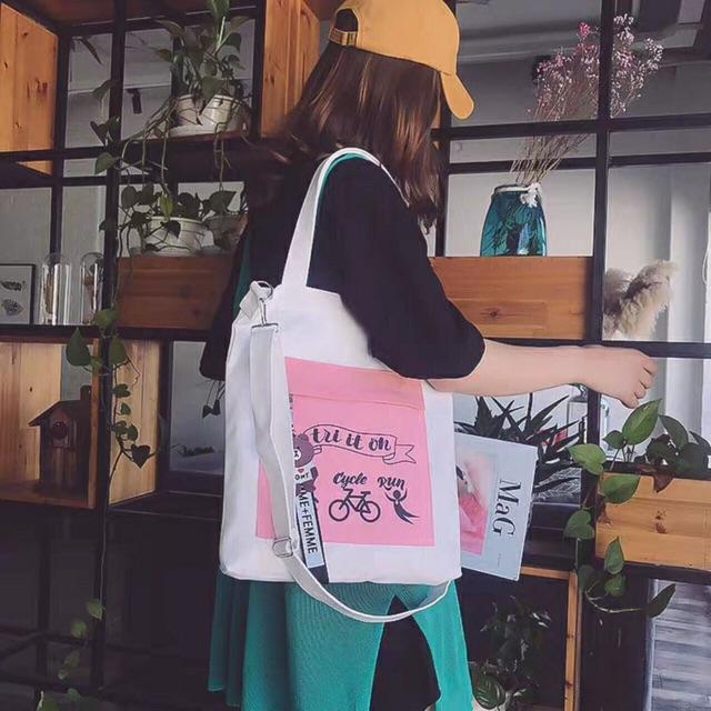 Túi ToTe XE ĐẠP thời trang chữ TRI IT ON kiểu mới mang vai và đeo chéo đều được của KiTi Shop