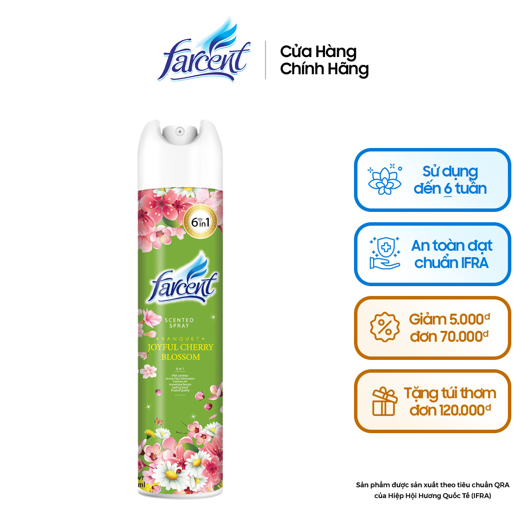 CHAI XỊT PHÒNG HƯƠNG HOA ANH ĐÀO FARCENT 320ML - FARCENT