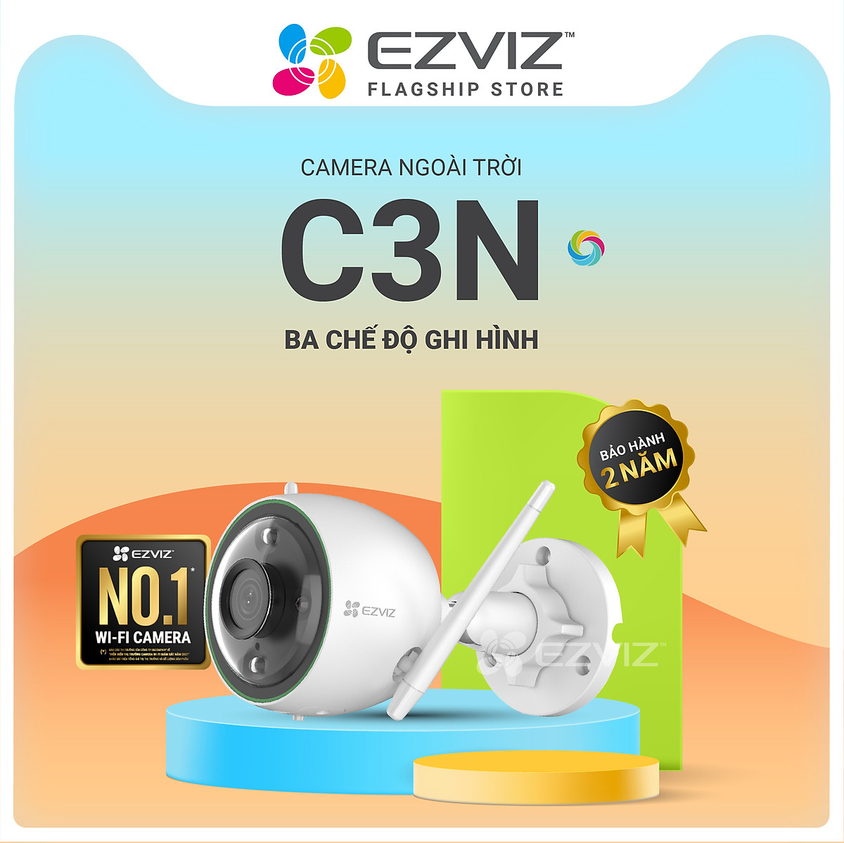 Camera IP Wifi ngoài trời EZVIZ C3N 1080P - ban đêm có màu - hổ trợ thẻ nhớ lên đến 256G - hàng nhập khẩu