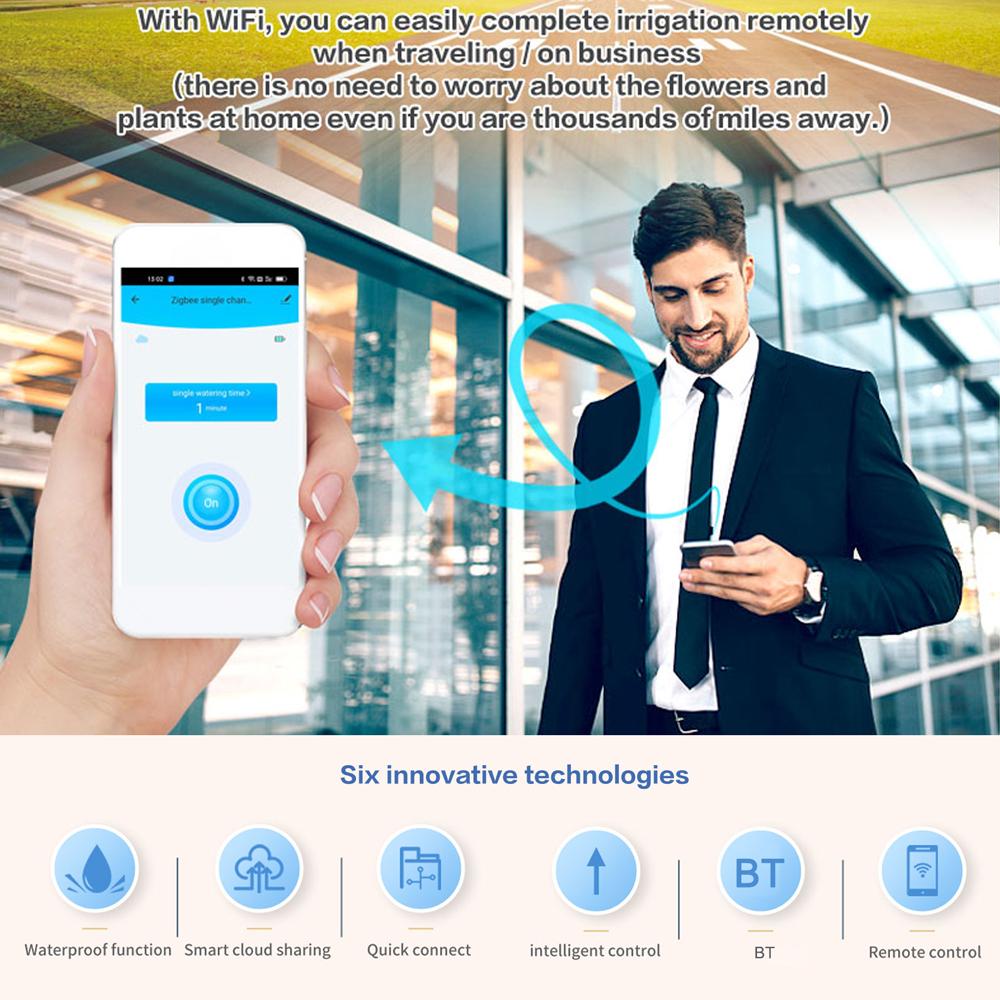 Tuya ZigBee Watering Timer Drip Irrigation Controller Automatic Garden Watering System APP Control Compatible with Amazon Alexa and Google Assistant for Voice Control