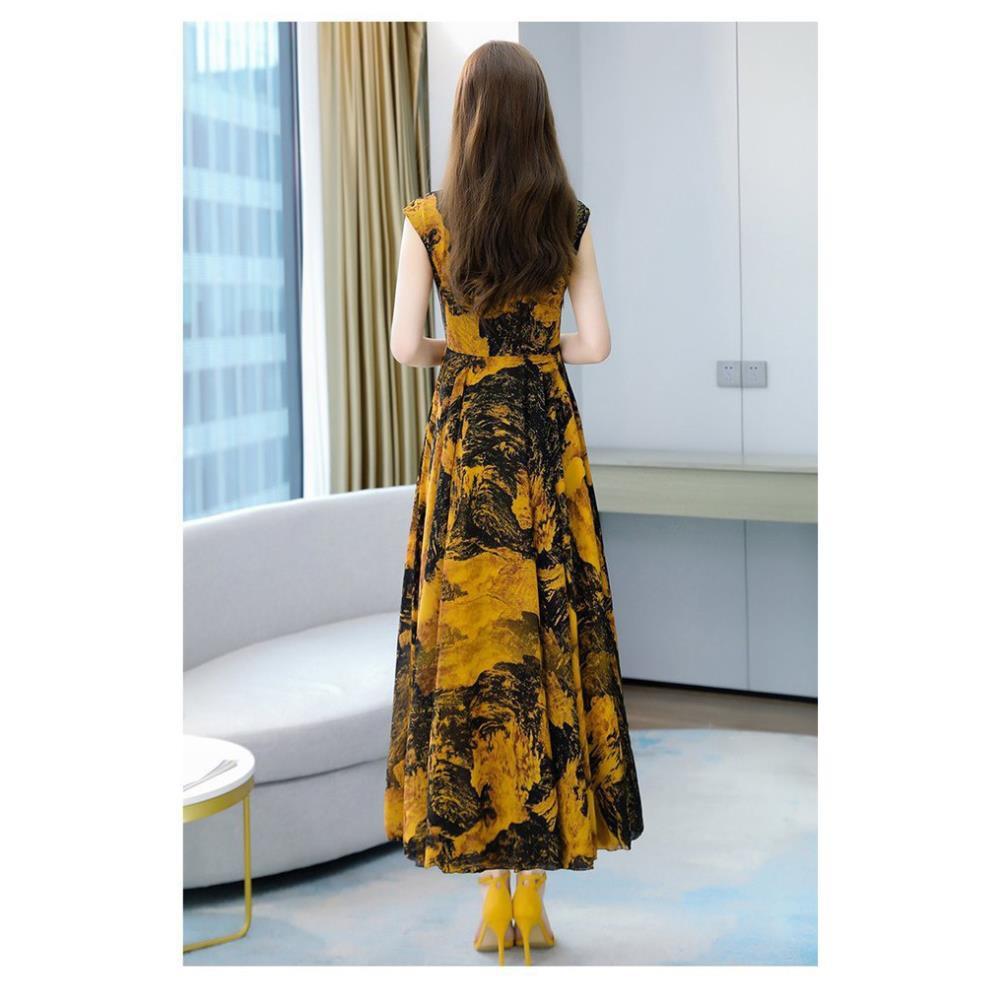Váy Maxi Dáng Dài Đi Biển – Váy Đầm Bigsize Hoa Nhí Voan Lụa Cao Cấp 2 Lớp Sang Trọng