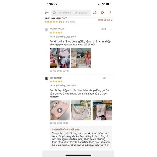 Túi Ngọc Hộp Nơ Hồng Zize 20cm xách tay sang chảnh hàng chuẩn loại 1