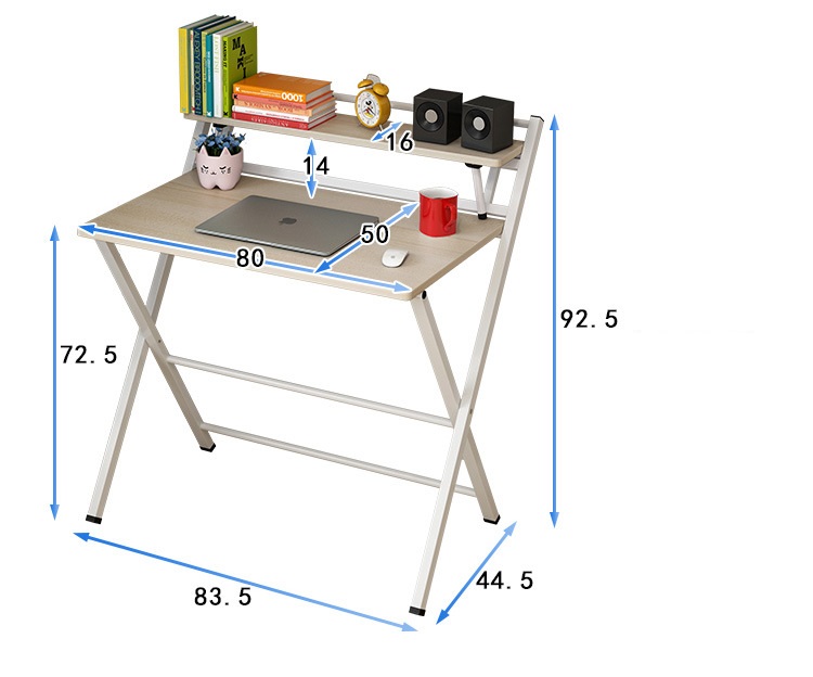 Bàn học gấp gọn đa năng 206B màu chân đen mặt sồi