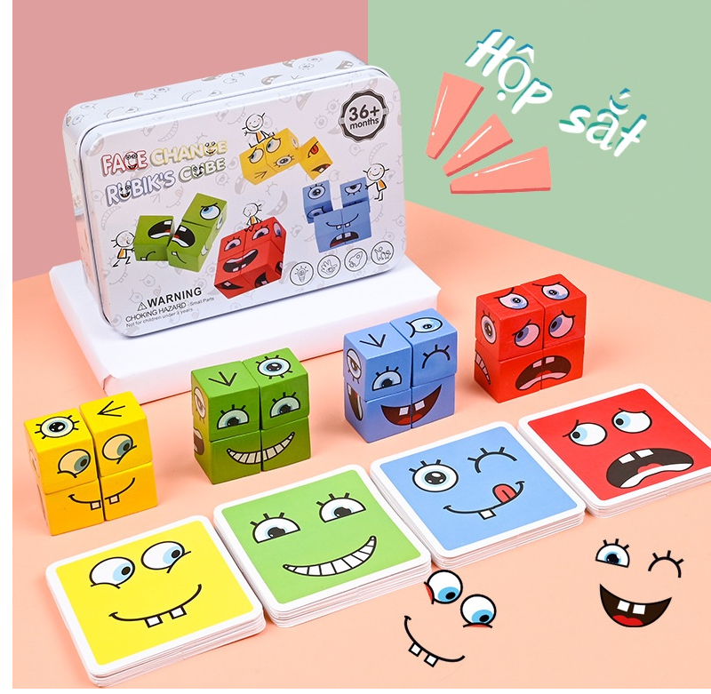 ĐỒ CHƠI XẾP RUBIK BIỂU CẢM GIÚP BÉ THÊM SÁNG TẠO-HT