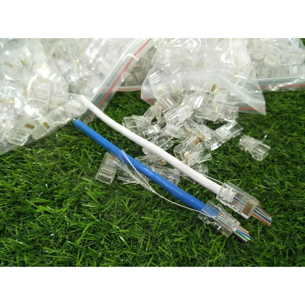 Đầu RJ45 Loại Xuyên Thấu Hạt Mạng Xuyên Thấu Chất Lượng Cao (100c)