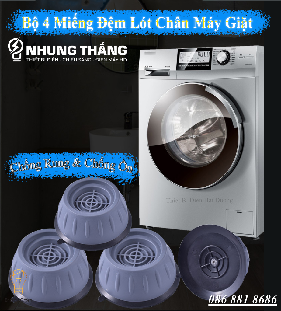 Bộ 4 Miếng Đệm Chống Rung Máy giặt - Kê Cao Máy Giặt - Giảm Rung Lắc Tăng Tuổi Thọ