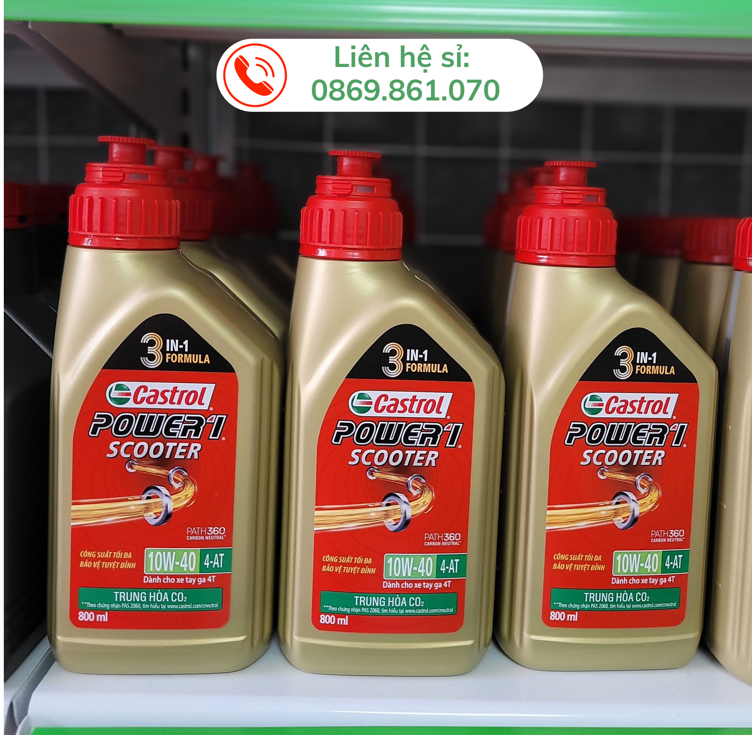 Nhớt xe máy, nhớt Castrol xe tay ga CASTROL POWER1 SCOOTER 10W40 800ml