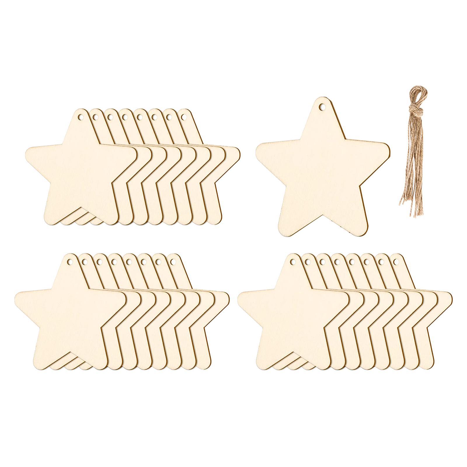 25x Unfinished Wood Slices Wooden Craft Shapes with Ropes for Crafts Holiday