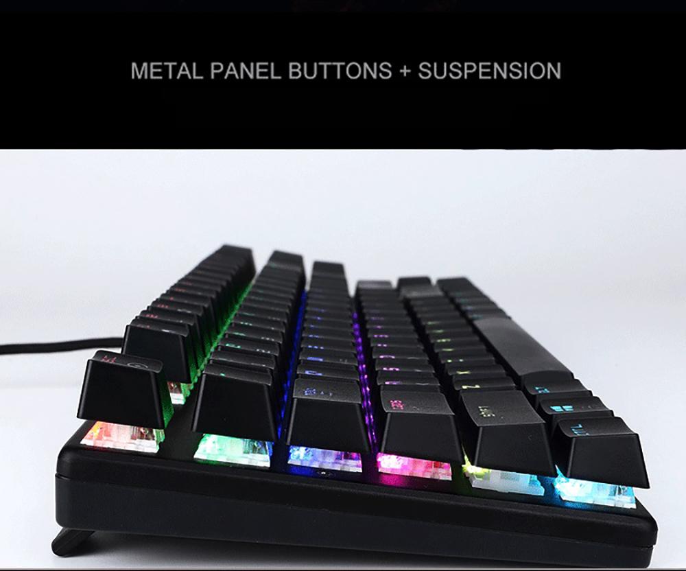 Bàn phím chơi game cơ học có dây USB Kết hợp Ánh sáng Xanh Công tắc 87 Phím cho Văn phòng game thủ Thể thao điện tử Magic-Refiner 1506