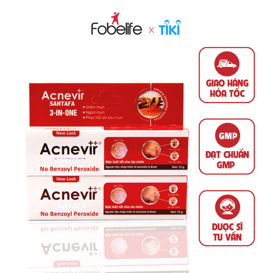 Kem Hỗ Trợ Giảm Mụn Đầu Đen Cho Da Nhờn Acnevir đỏ