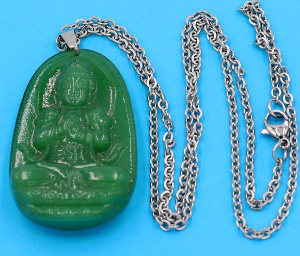 Vòng cổ Đại Nhật như lai thạch anh xanh 5 cm DITTXN5 - Phật bản mệnh cho người tuổi Mùi, Thân
