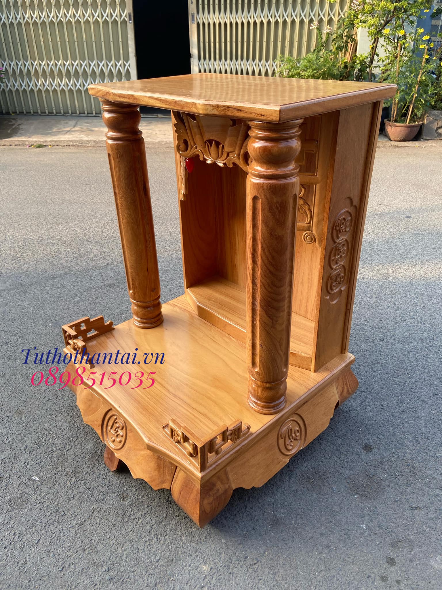 Bàn thờ thần tài cột Tròn Trơn 60 X 60 X 88CM