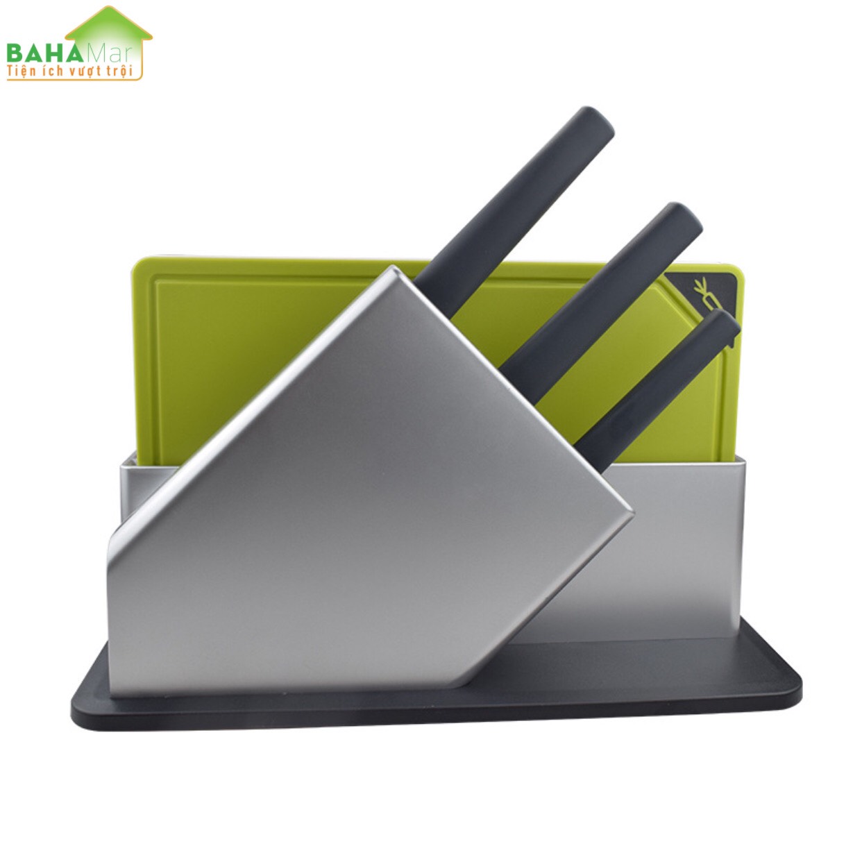 BỘ DAO THỚT PHÂN LOẠI SỬ DỤNG THỰC PHẨM AN TOÀN "BAHAMAR" Cùng bộ 3 dao bằng thép không gỉ tương ứng với 3 thớt theo cùng màu sắc thể hiện.