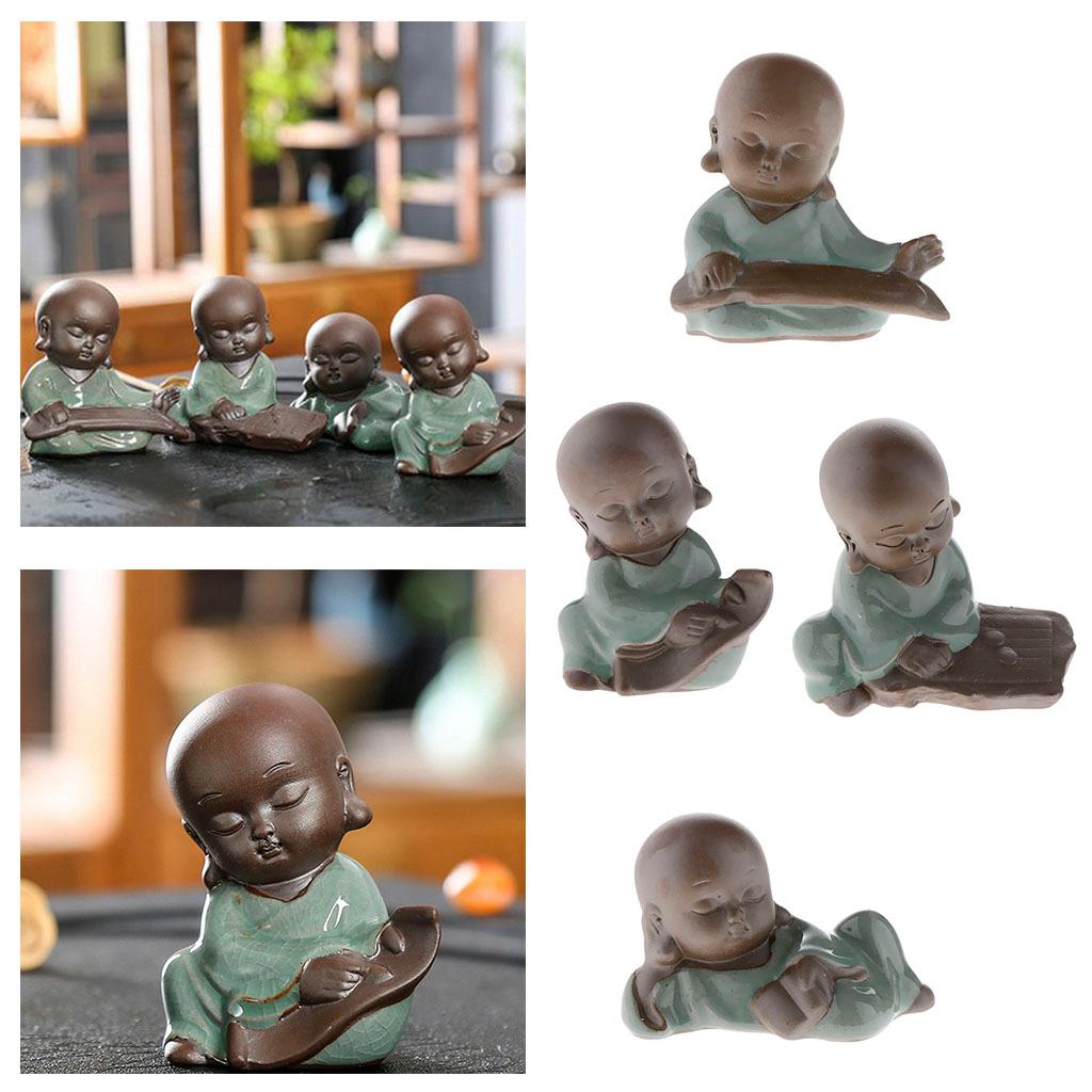 Baby Buddha Asian  Decor Statue Ceramic Kids Monk Figure Ornament A