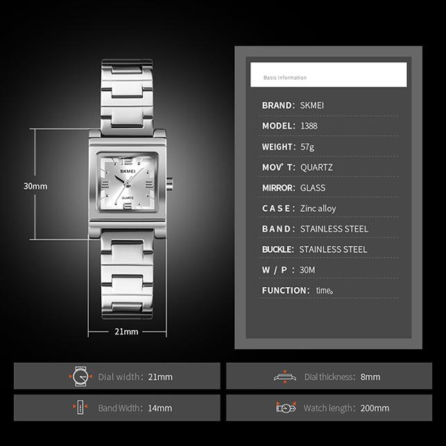 ĐỒNG HỒ NỮ SKMEI 1388 DÂY SẮT - (SK1388)