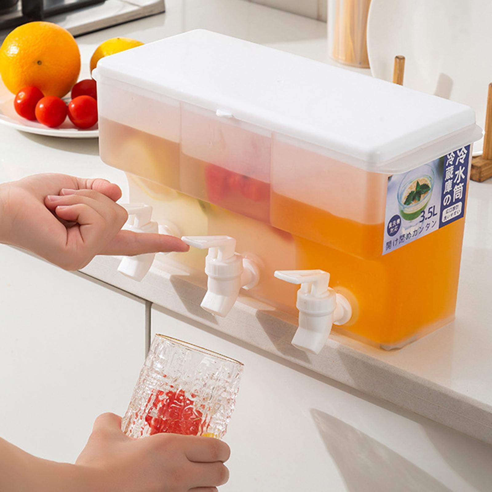 Large Beverage Dispenser with 3 Faucets Refillable Kitchen Gadgets Pitcher