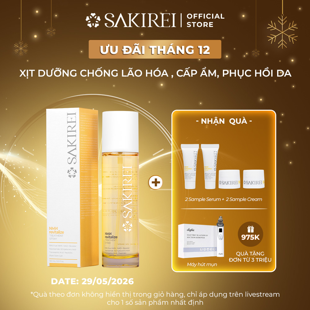Xịt NMN và HA chống lão hóa, giúp cấp ẩm, phục hồi da Sakirei NMN Revitalize Treatment Spray 150ml