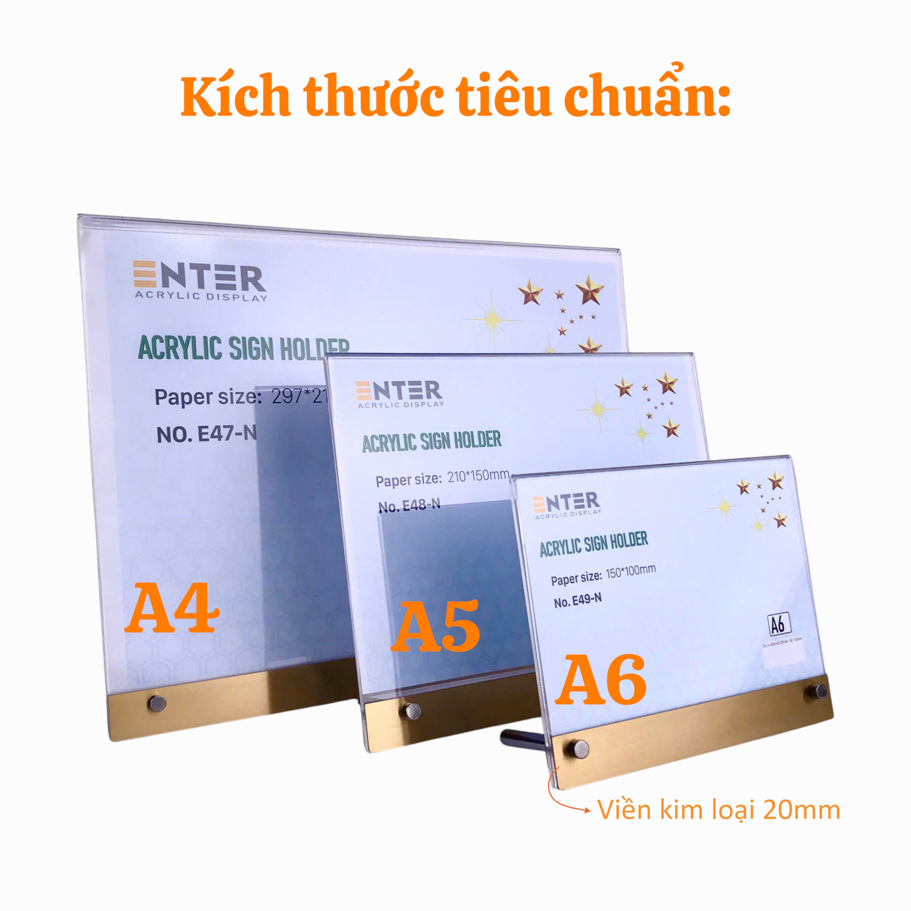 Kệ mica 1 mặt Enter E48-N 210x150mm liên kết bulon A5 ngang